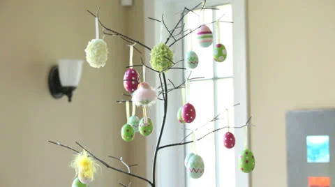Easter dinner table and decorations Stock Footage 22920940