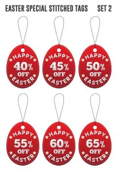 Easter discount tags in the form of egg. Set 2. Vector illustration. Stock Illustration