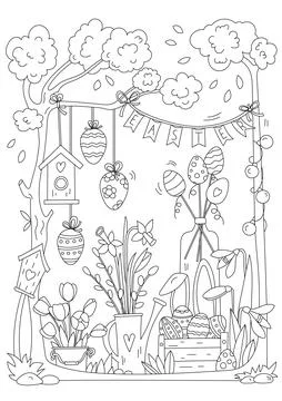 Easter Display In The Garden Stock Illustration