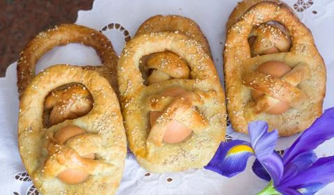 Easter donuts cuddure eggs in Sicily Stock Photos