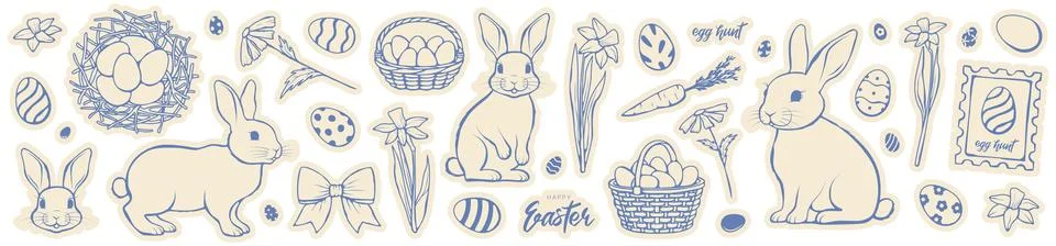 Easter doodle big collection イラスト素材