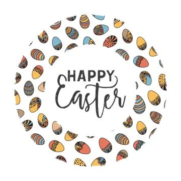 Easter doodle vector frame Stock Illustration