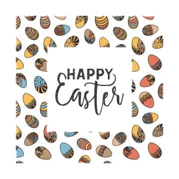 Easter doodle vector frame Stock Illustration