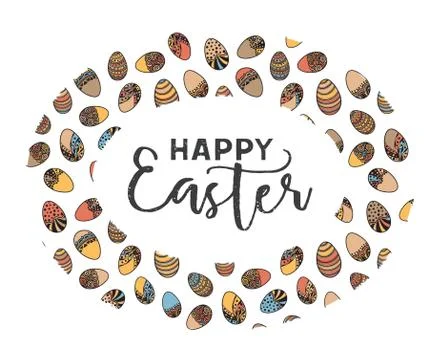 Easter doodle vector frame Stock Illustration