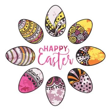 Easter doodle vector frame Stock Illustration