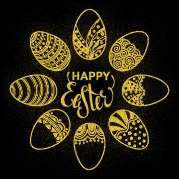 Easter doodle vector frame Stock Illustration