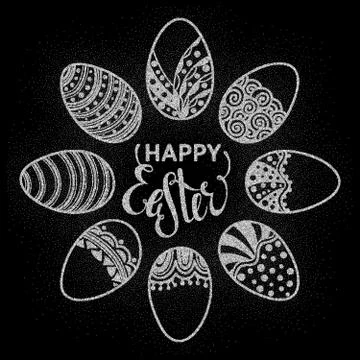 Easter doodle vector frame Stock Illustration