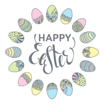 Easter doodle vector frame Stock Illustration