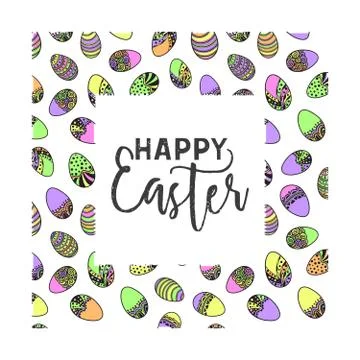 Easter doodle vector frame Stock Illustration