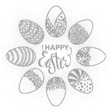 Easter doodle vector frame Stock Illustration