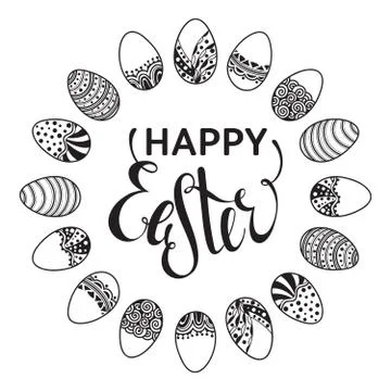 Easter doodle vector frame Stock Illustration