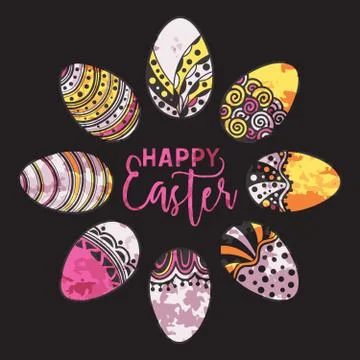 Easter doodle vector frame Stock Illustration