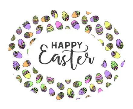 Easter doodle vector frame Stock Illustration