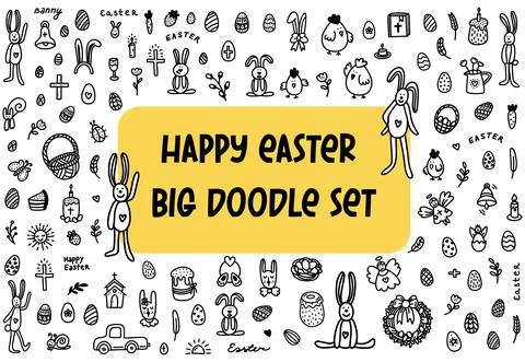 Easter doodles set. vector illustration Stock Illustration