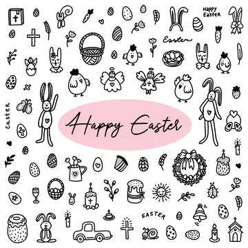 Easter doodles set. vector illustration Stock Illustration