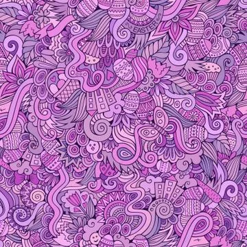 Easter doodles vector seamless pattern Illustrazione stock