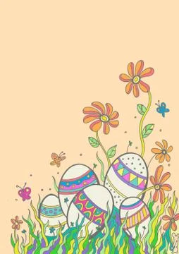 Easter drawing decorative illustration Stock Illustration
