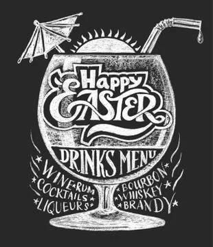 Easter drinks menu. Chalk drawing Stock-Illustration