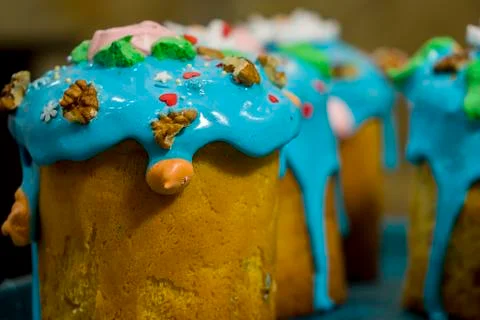 Easter, Easter cake on a dark background with a complex composition, beautiful Stock Photos