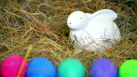 Easter. easter eggs and bunny Stock Footage 168351047