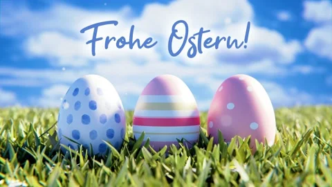 Easter with Easter eggs - animation on green field - Loop Stock Footage 167612911