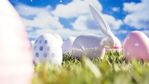 Easter with Easter eggs - animation on green field Stock Footage 167704267