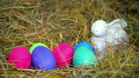 Easter. easter eggs on greenbox Stock Footage 168351683
