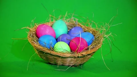 Easter. easter eggs on greenbox Stock Footage 168352453
