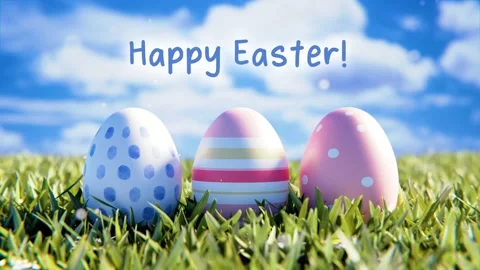 Easter, Easter eggs, Happy Easter or Easter greetings Stock Footage 167612886