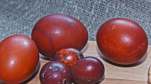 Easter, Easter eggs on wooden Board Stock Footage 73437319