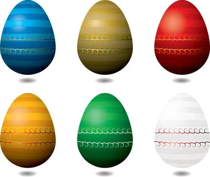 Easter egg 2 Collection of six colorful easter egg designs with a striped ... Stock Photos