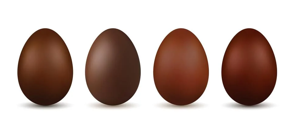 Easter egg 3d. Chocolate brown eggs set, isolated white background. Tradition Stock Illustration