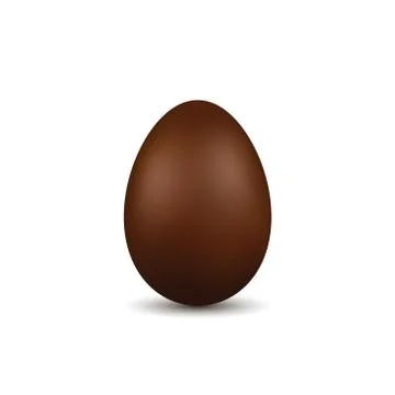 Easter egg 3d. Chocolate brown egg, isolated white background. Traditional sw Stock Illustration