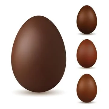 Easter egg 3d. Chocolate brown eggs set, isolated white background. Tradition Stock Illustration