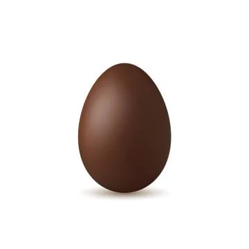 Easter egg 3d. Chocolate brown egg, isolated white background. Traditional sw Stock Illustration