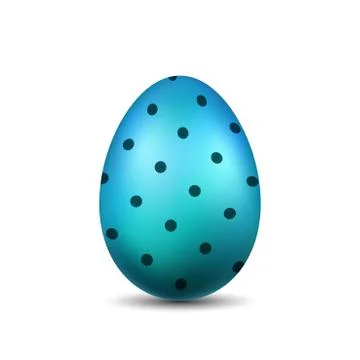 Easter egg 3D icon. Blue color egg, isolated white background. Bright realist 스톡 일러스트