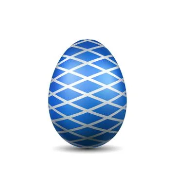 Easter egg 3D icon. Blue color egg, isolated white background. Bright realist Stock Illustration