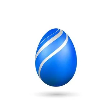 Easter egg 3D icon. Blue egg isolated white background. Golden design template 스톡 일러스트