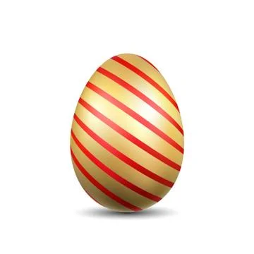 Easter egg 3D icon. Gold egg, isolated white background. Golden design templa Stock Illustration