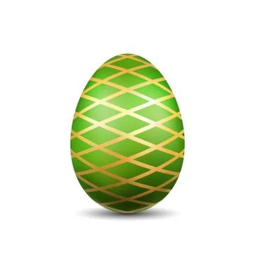 Easter egg 3D icon. Green color egg, isolated white background. Bright realis Stock Illustration
