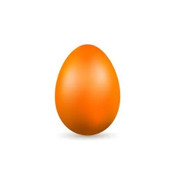 Easter egg 3D icon. Orange color egg, isolated white background. Bright reali Stock Illustration