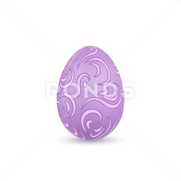 Easter egg 3D icon. Ornate color egg, isolated white background. Swirl realis Stock Illustration