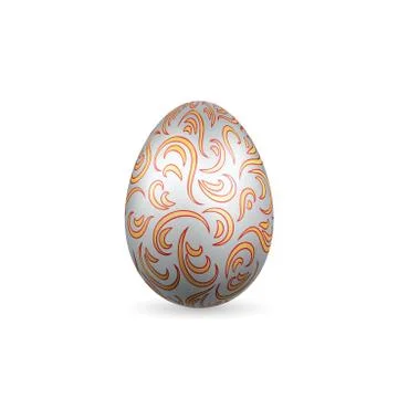 Easter egg 3D icon. Ornate color egg, isolated white background. Swirl realis Ilustración de archivo