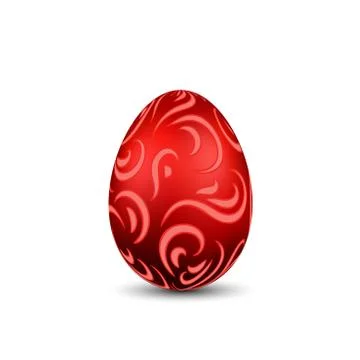 Easter egg 3D icon. Ornate color egg, isolated white background. Swirl realis 스톡 일러스트