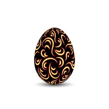 Easter egg 3D icon. Ornate color egg, isolated white background. Swirl realis Ilustración de archivo