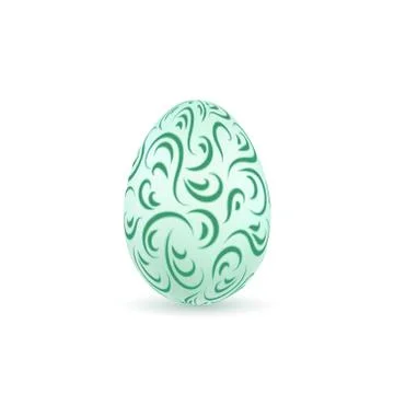 Easter egg 3D icon. Ornate color egg, isolated white background. Swirl realis イラスト素材