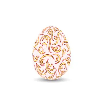 Easter egg 3D icon. Ornate color egg, isolated white background. Swirl realis 스톡 일러스트
