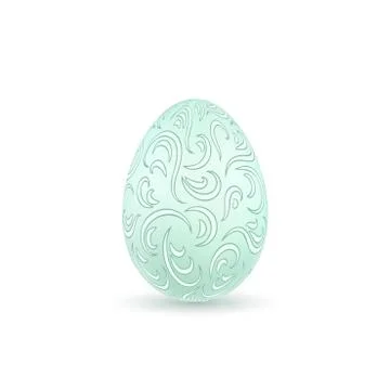 Easter egg 3D icon. Ornate color egg, isolated white background. Swirl realis Stock Illustration