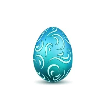 Easter egg 3D icon. Ornate color egg, isolated white background. Swirl realis イラスト素材