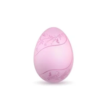 Easter egg 3D icon. Pastel egg, isolated white background. Floral hand drawn  Stock Illustration